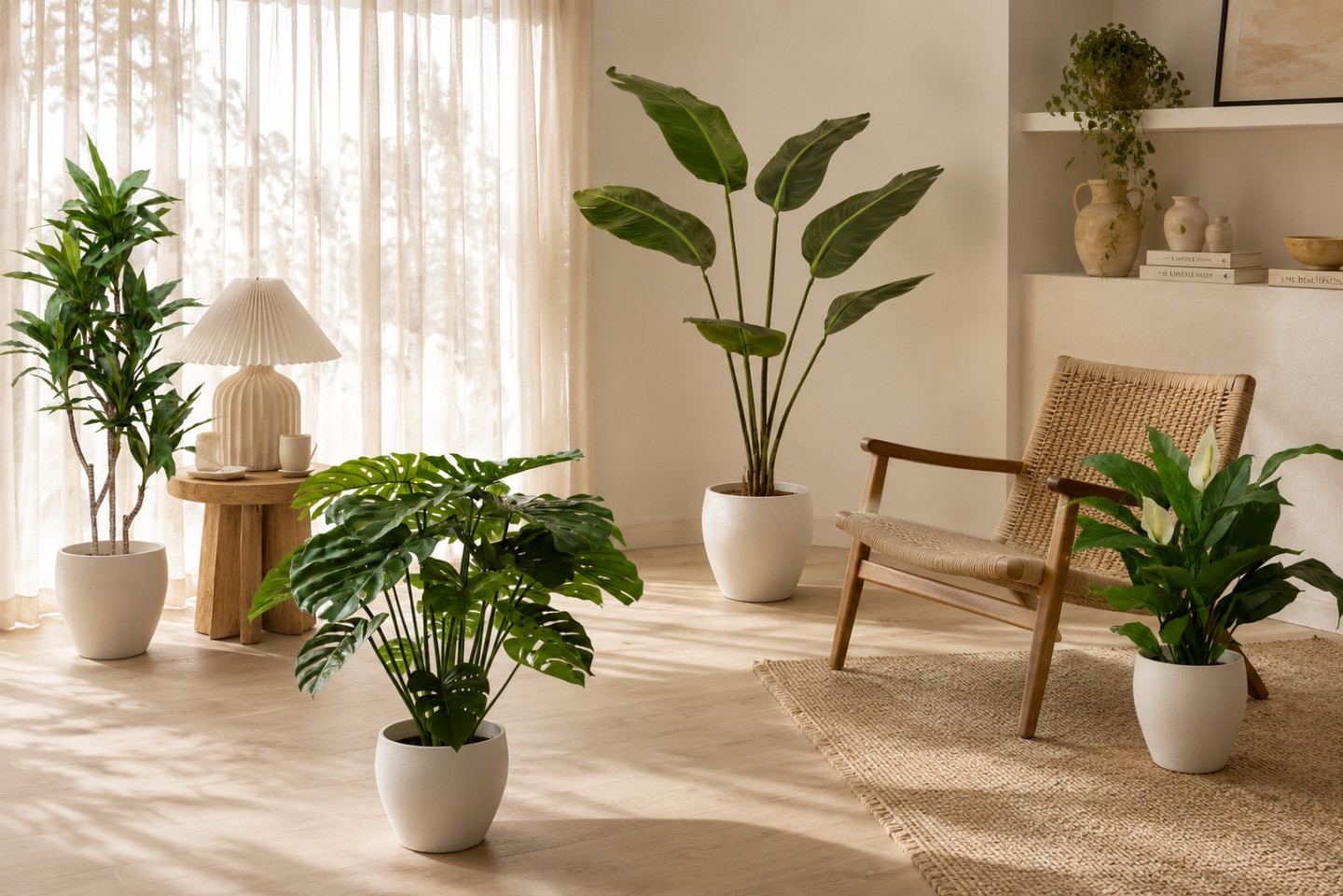 Plantes en pot dans un salon