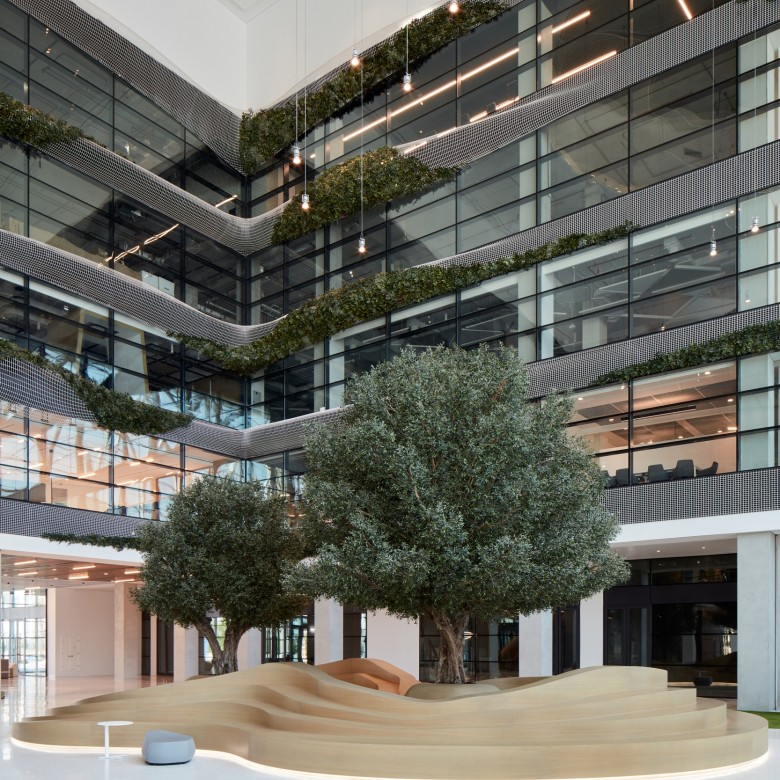 large artificial olive tree indoors