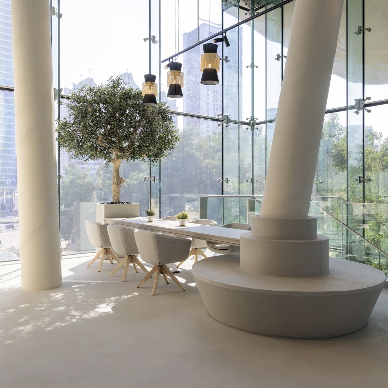 artificial olive tree in office