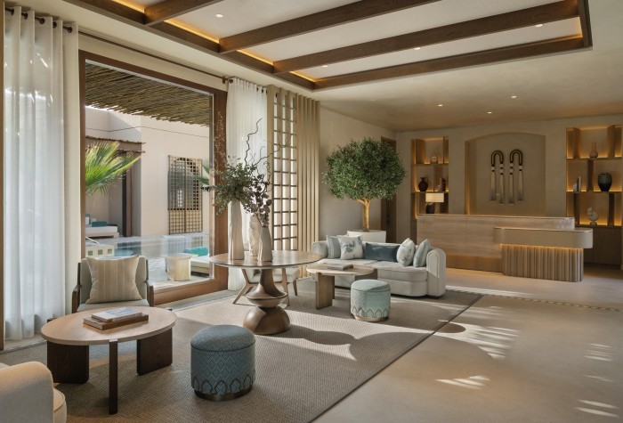 An artificial bespoke olive tree situated in Bab Al Shams, Dubai