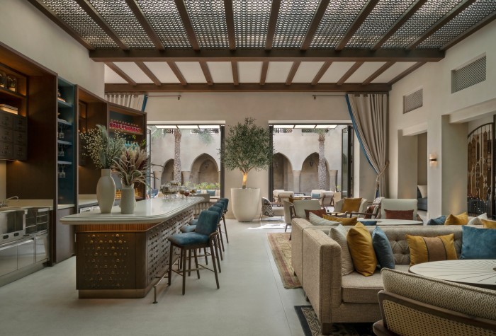 An artificial bespoke olive tree situated in Bab Al Shams, Dubai