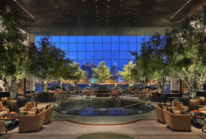 Bespoke artificial olive trees positioned at the Four Seasons Hotel, Bahrain.